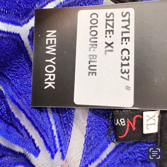 #A042 Nancy Romantic Royal Blue Sheer Mesh Geometric Top NWT XL - Picture 9 of 12